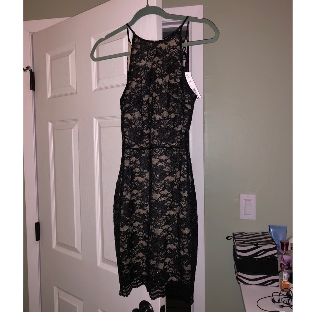 NWT AQUA Lace Bodycon Shine Dress